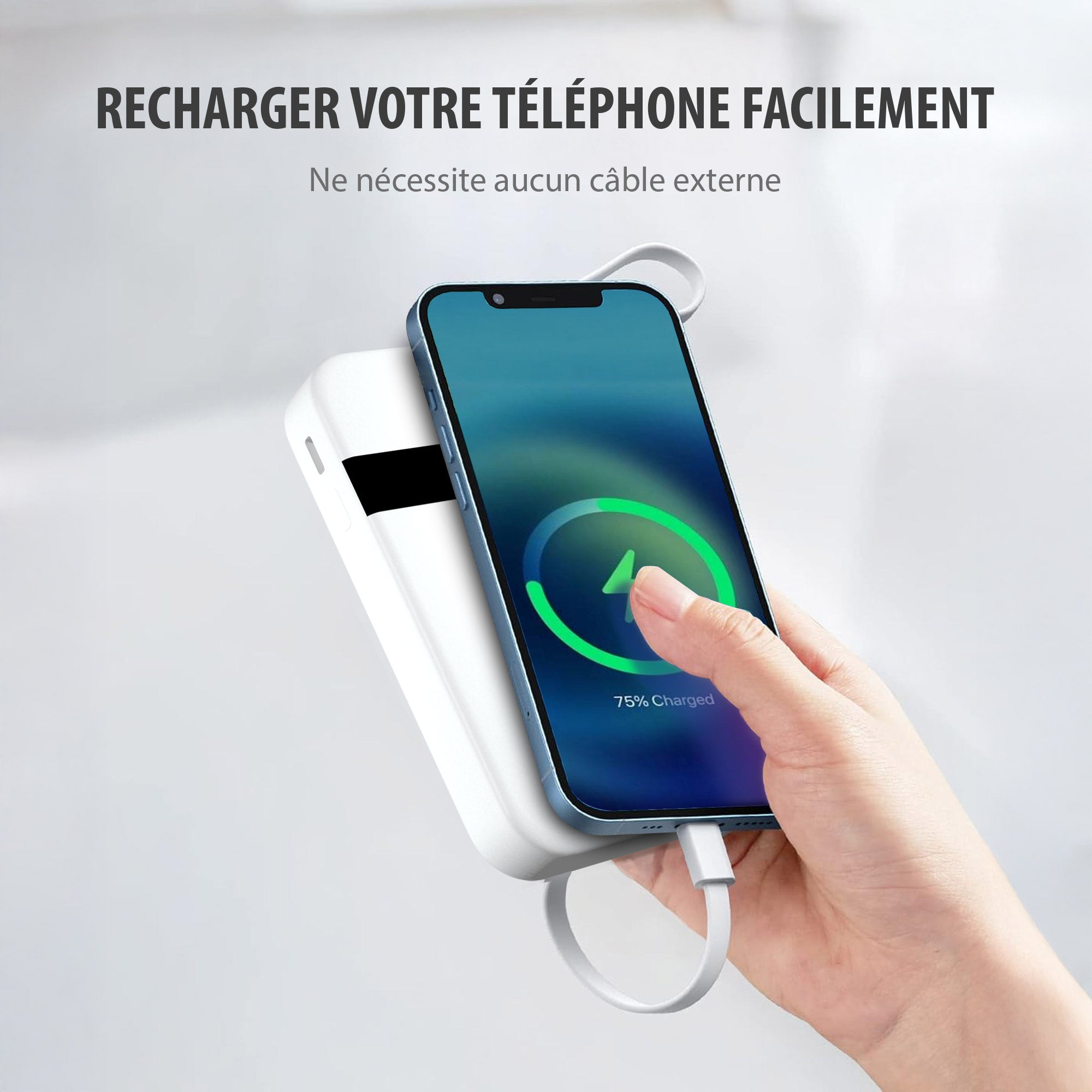 Batterie externe câble intégré 10000mAh Grizlink