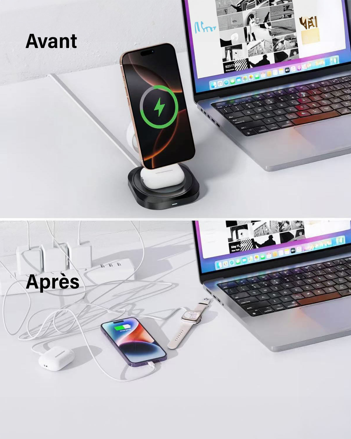 Station de charge induction 3-en-1 Grizlink