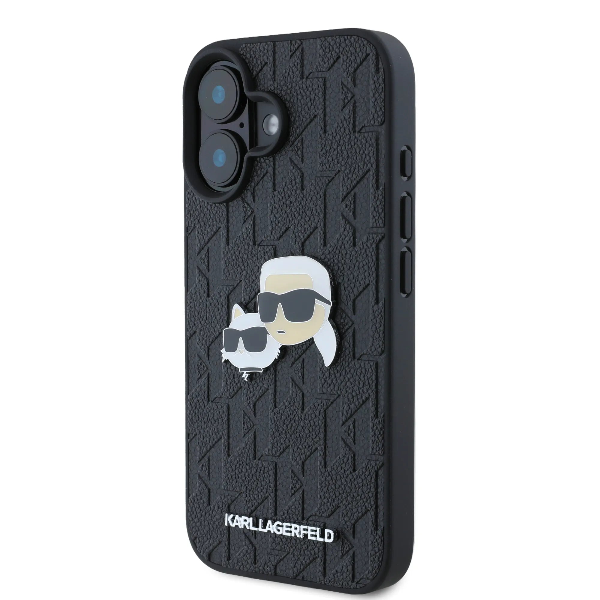 Coque iPhone 16 Karl Lagerfeld Karl et Choupette tête