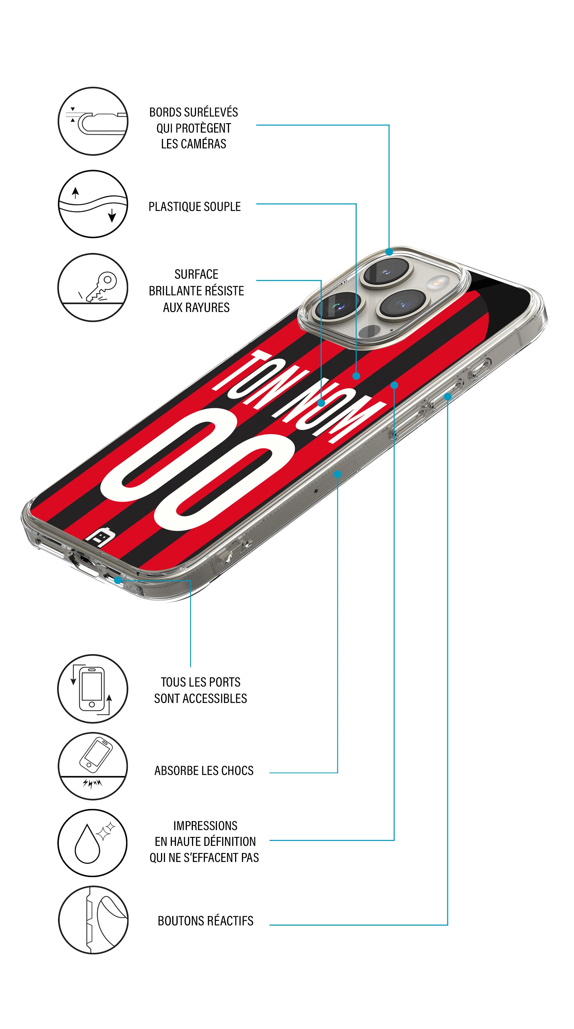 Coque foot personnalisée maillot Milan