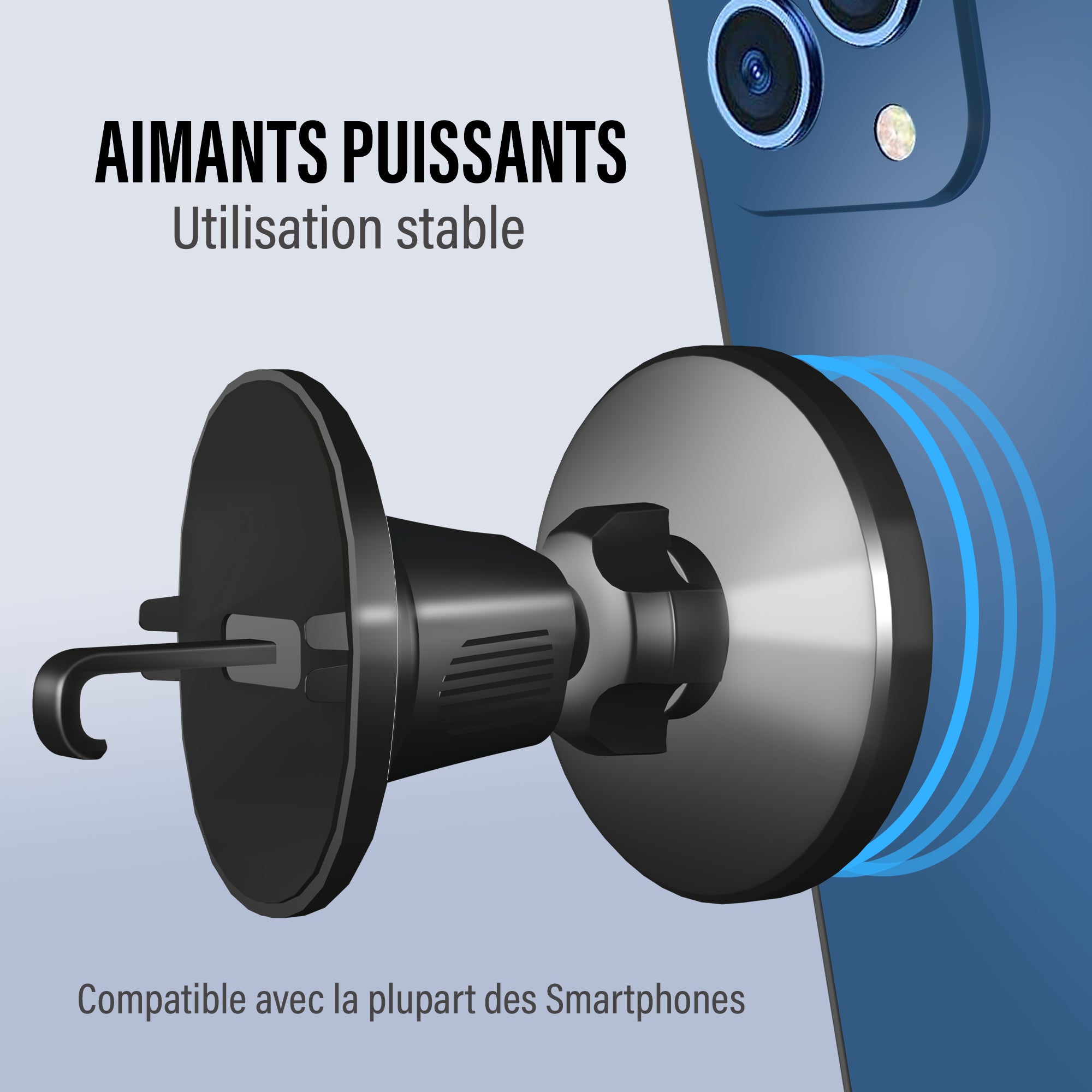 support voiture circulaire magnétique