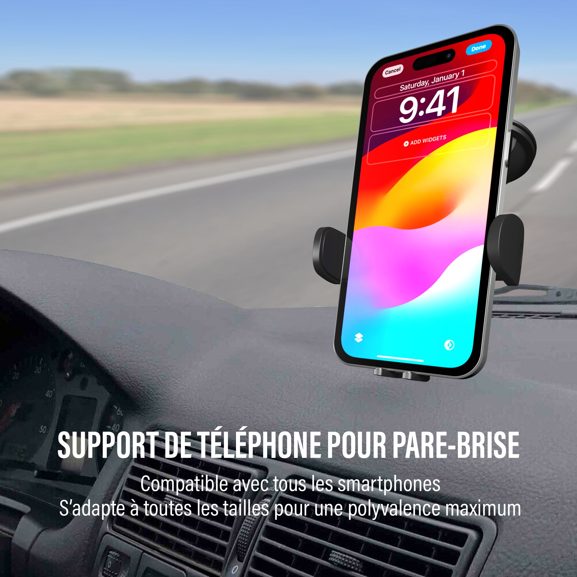 support téléphone voiture pare-brise