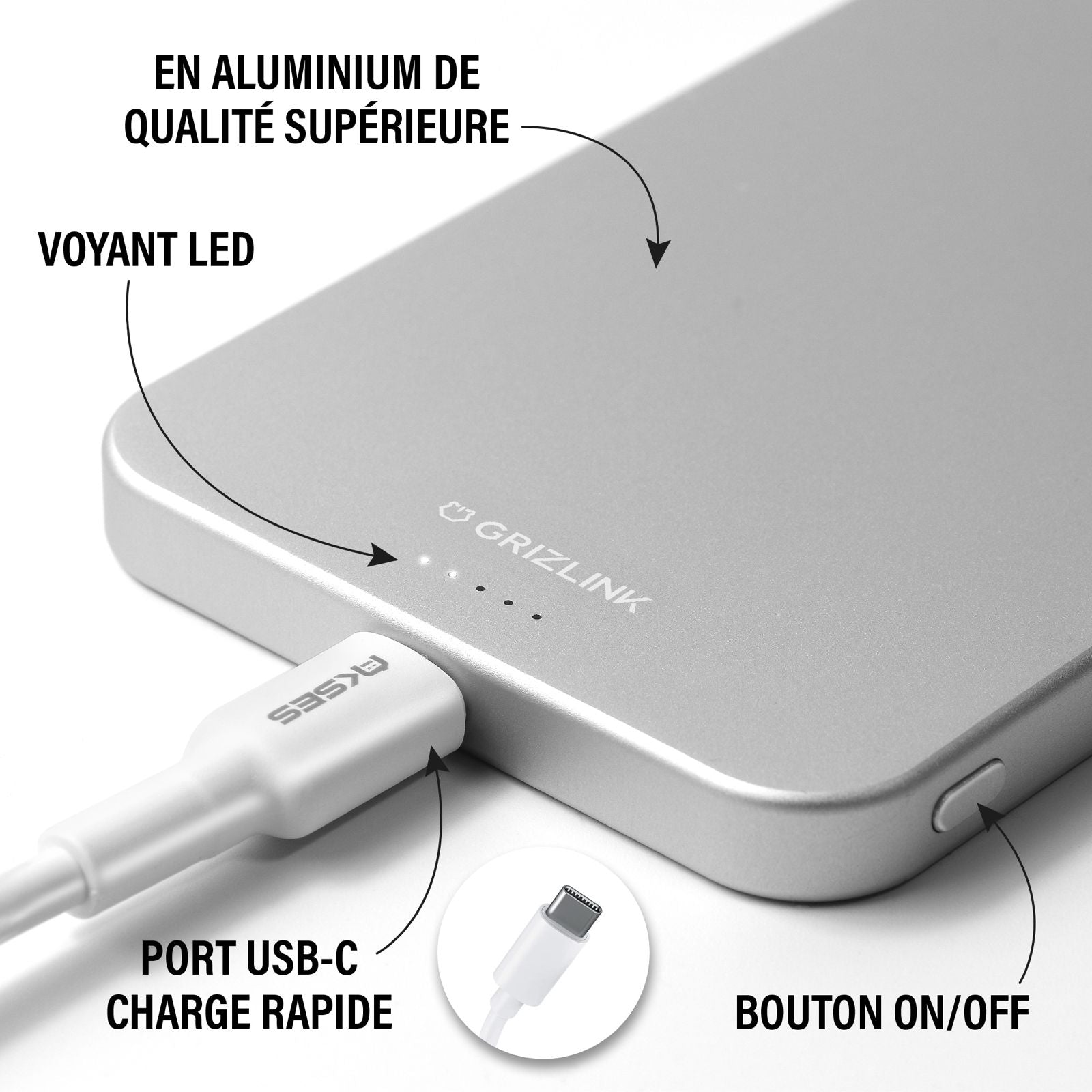 Batterie externe MagSafe 5000mAh Grizlink