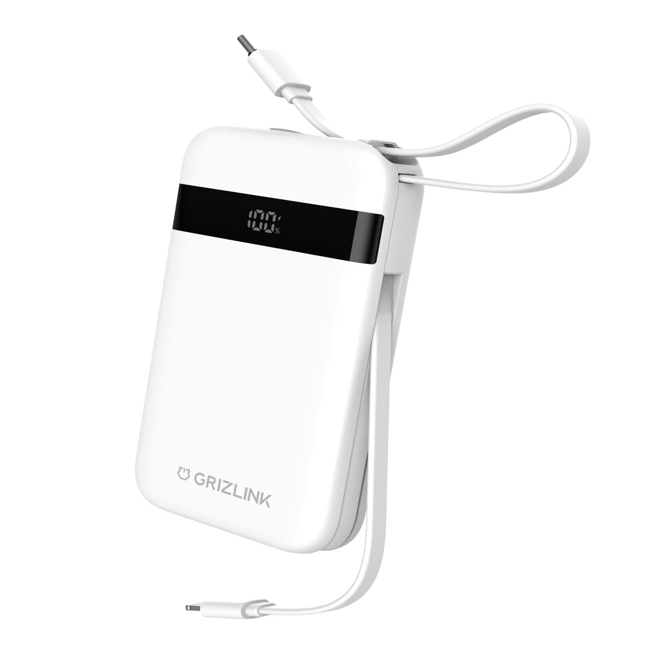 Batterie externe câble intégré 10000mAh Grizlink