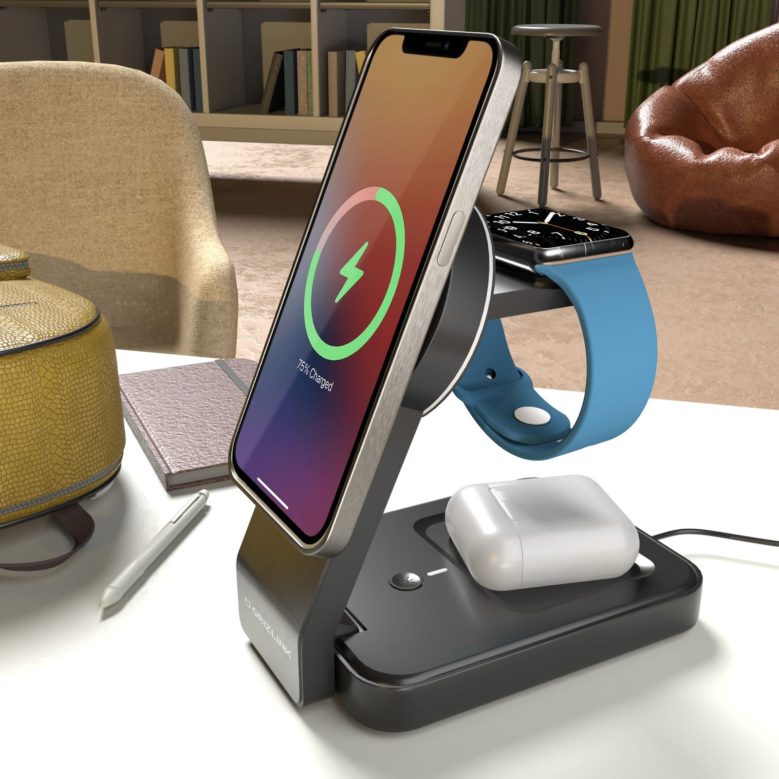 Chargeur induction 3-en-1 pliable