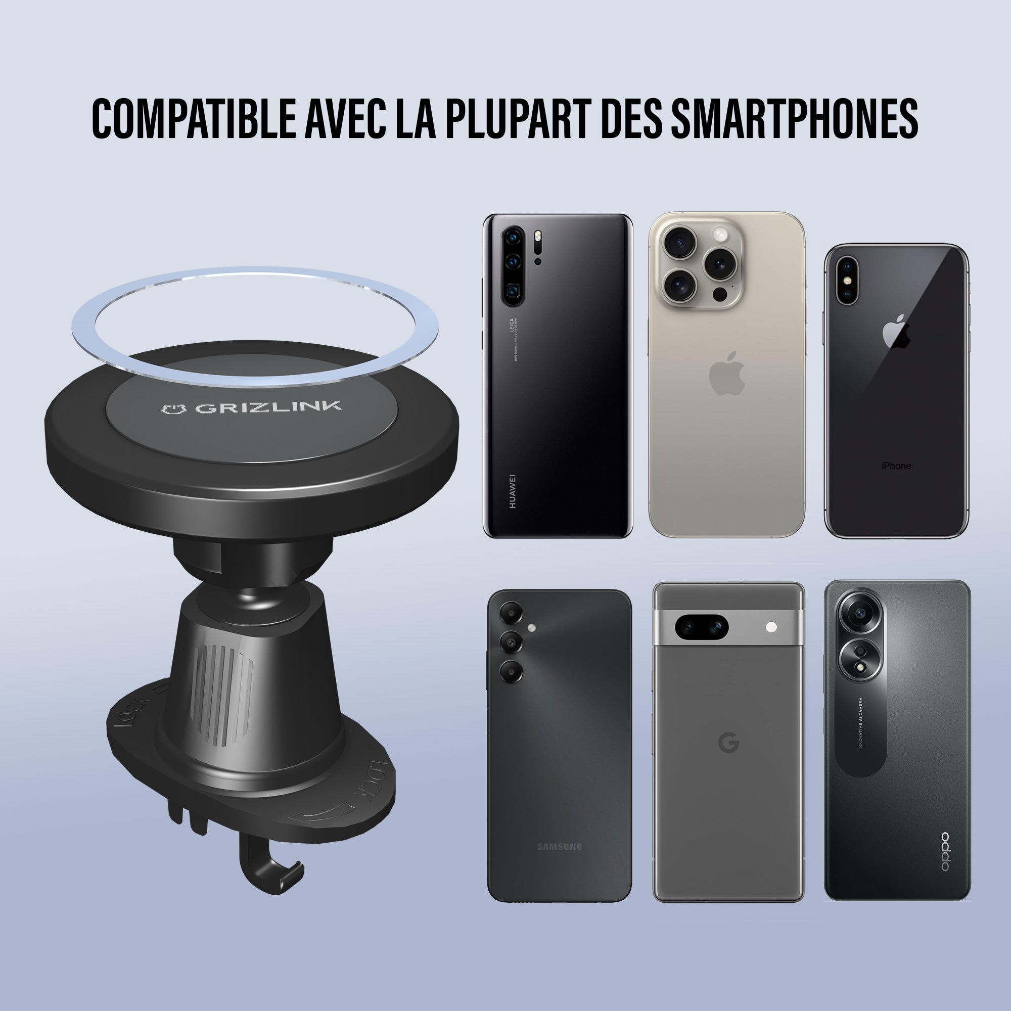 Support voiture à pince compatible MagSafe
