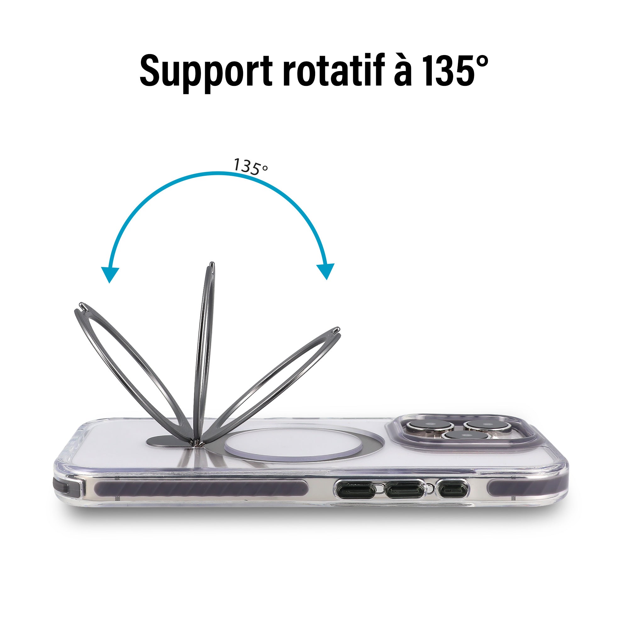 Coque iPhone 15 Pro Max Grizlink Hybrid Magsafe Anneaux Cordon