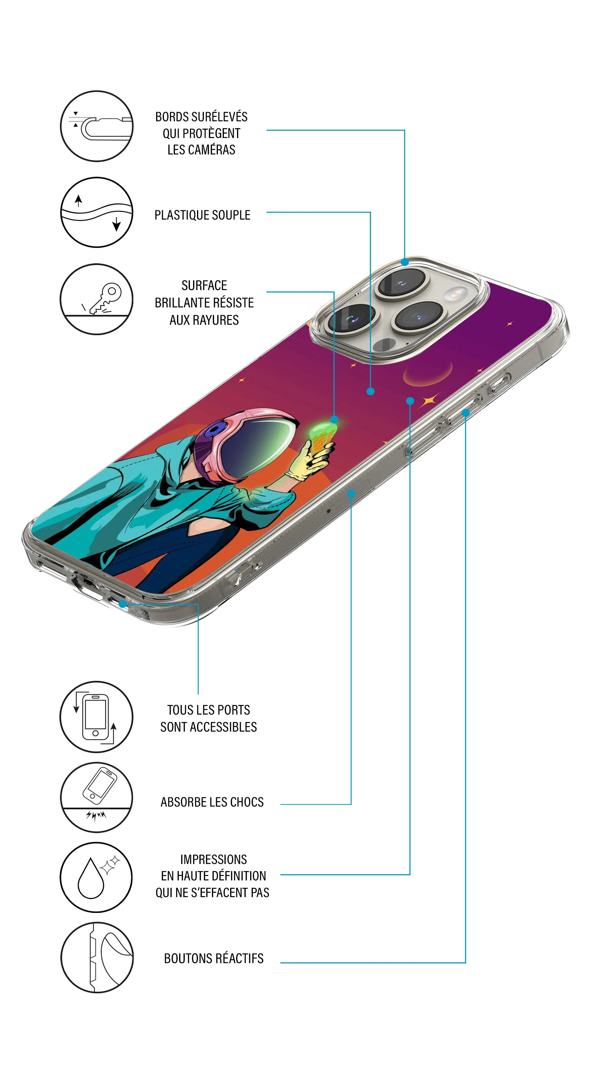 Coque motif espace astronaute glace