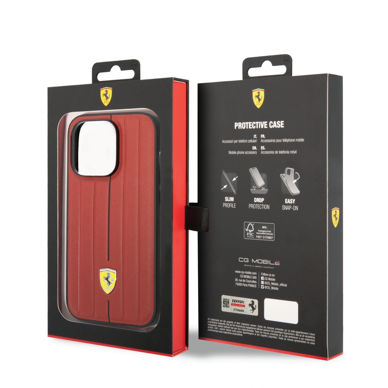 Coque iPhone 14 Pro Ferrari ligne rouge