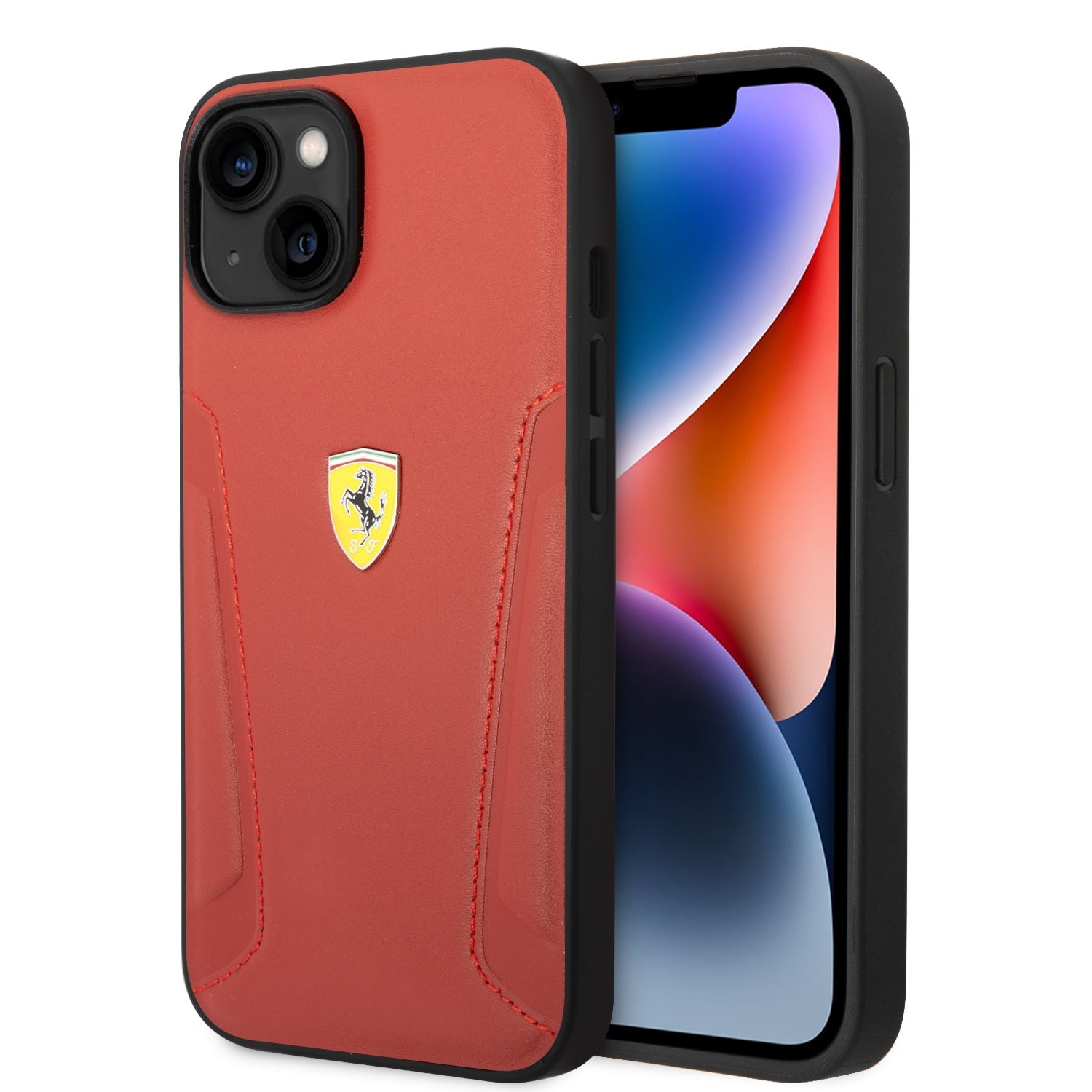 Coque iPhone 14 Ferrari side seams rouge 2 vues