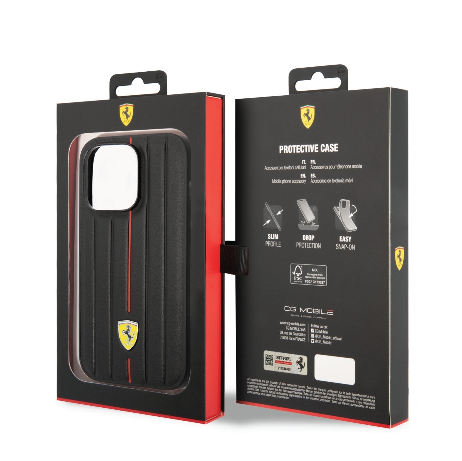 Coque iPhone 14 Pro Ferrari ligne rouge