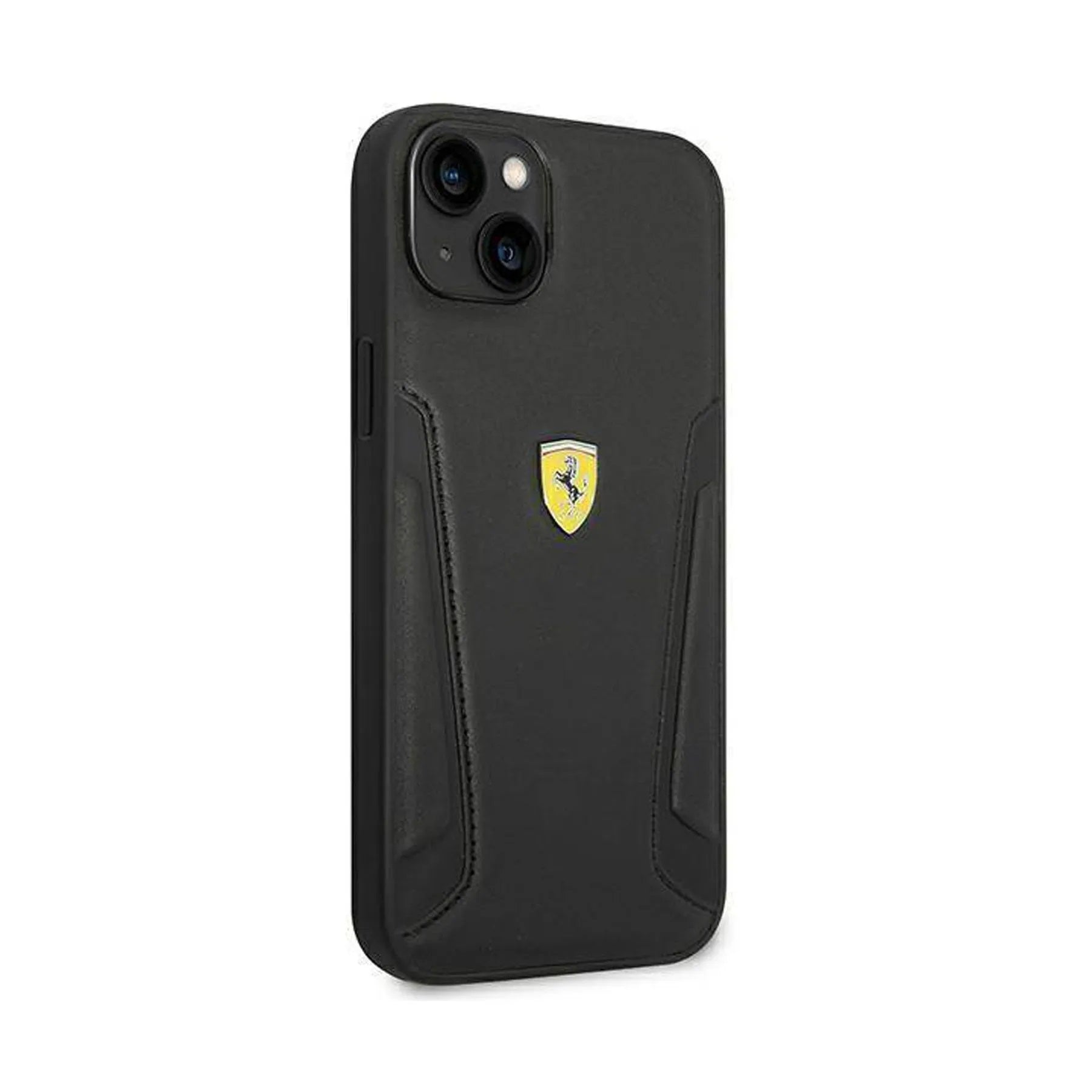 Coque iPhone 14 Ferrari side seams noire vue droite