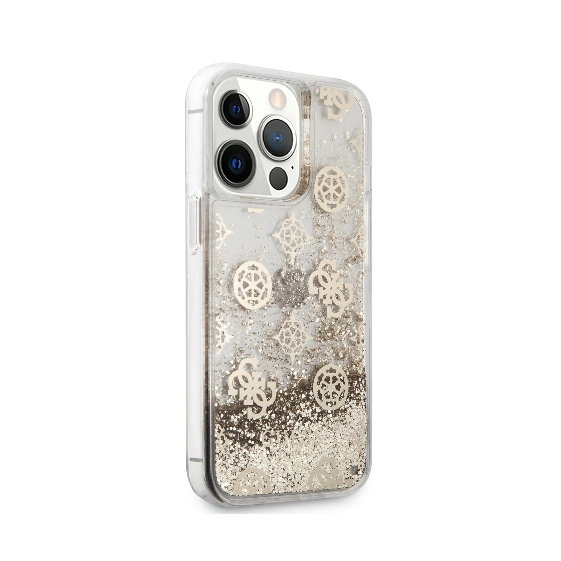 Coque iPhone 13 Pro Guess paillettes vue droite
