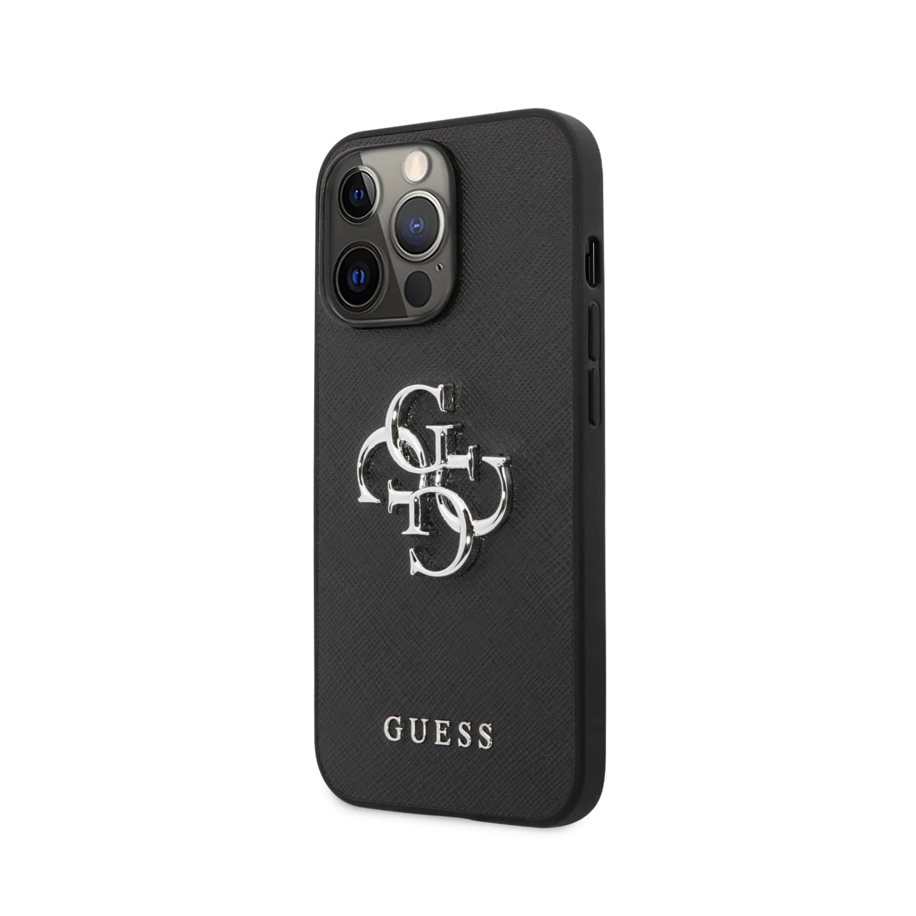 Coque iPhone 13 Pro Guess 4G texture inclinée