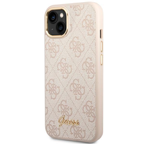 Coque iPhone 14 Plus Guess dorée vue inclinée