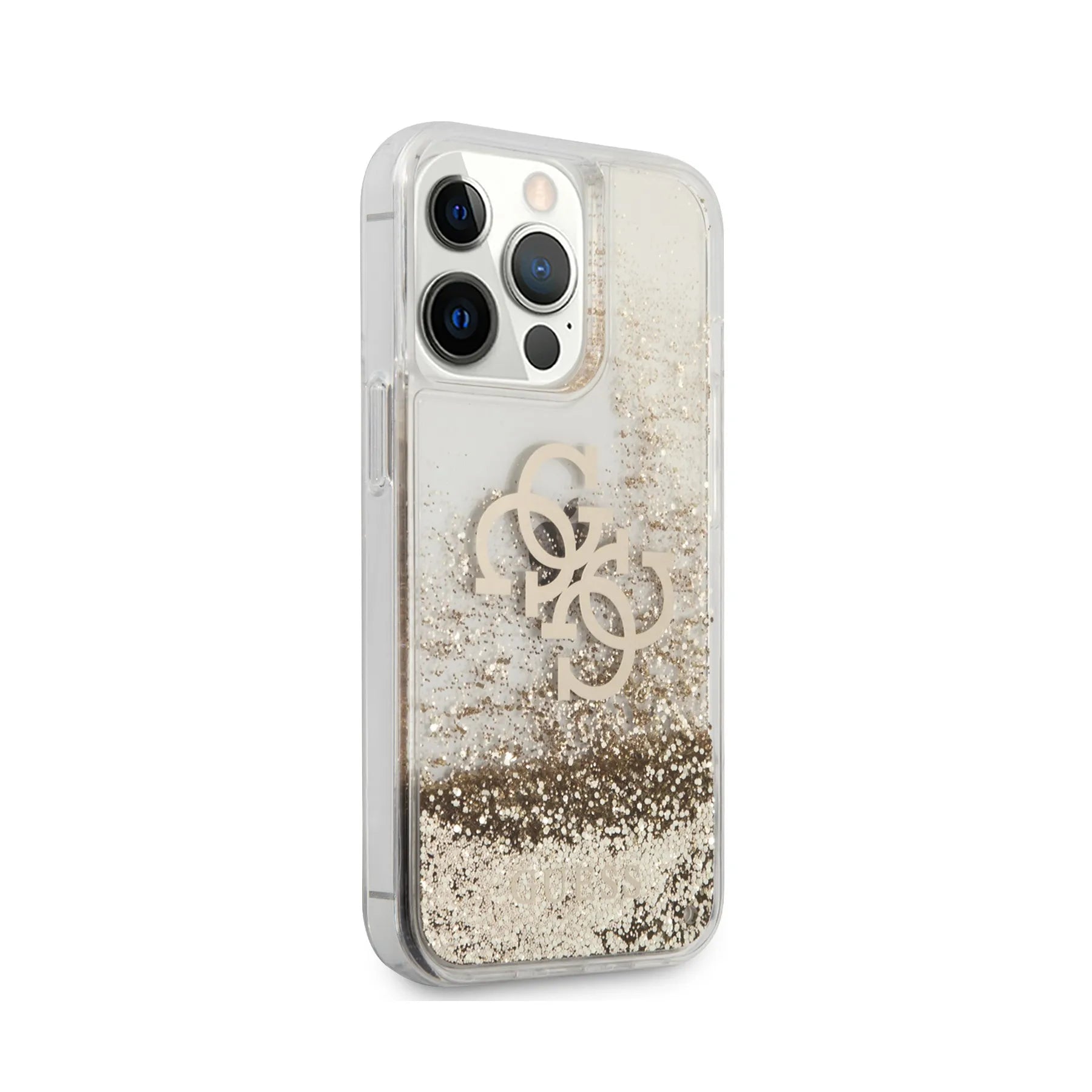 Coque iPhone 13 Pro Guess 4G paillettes vue droite