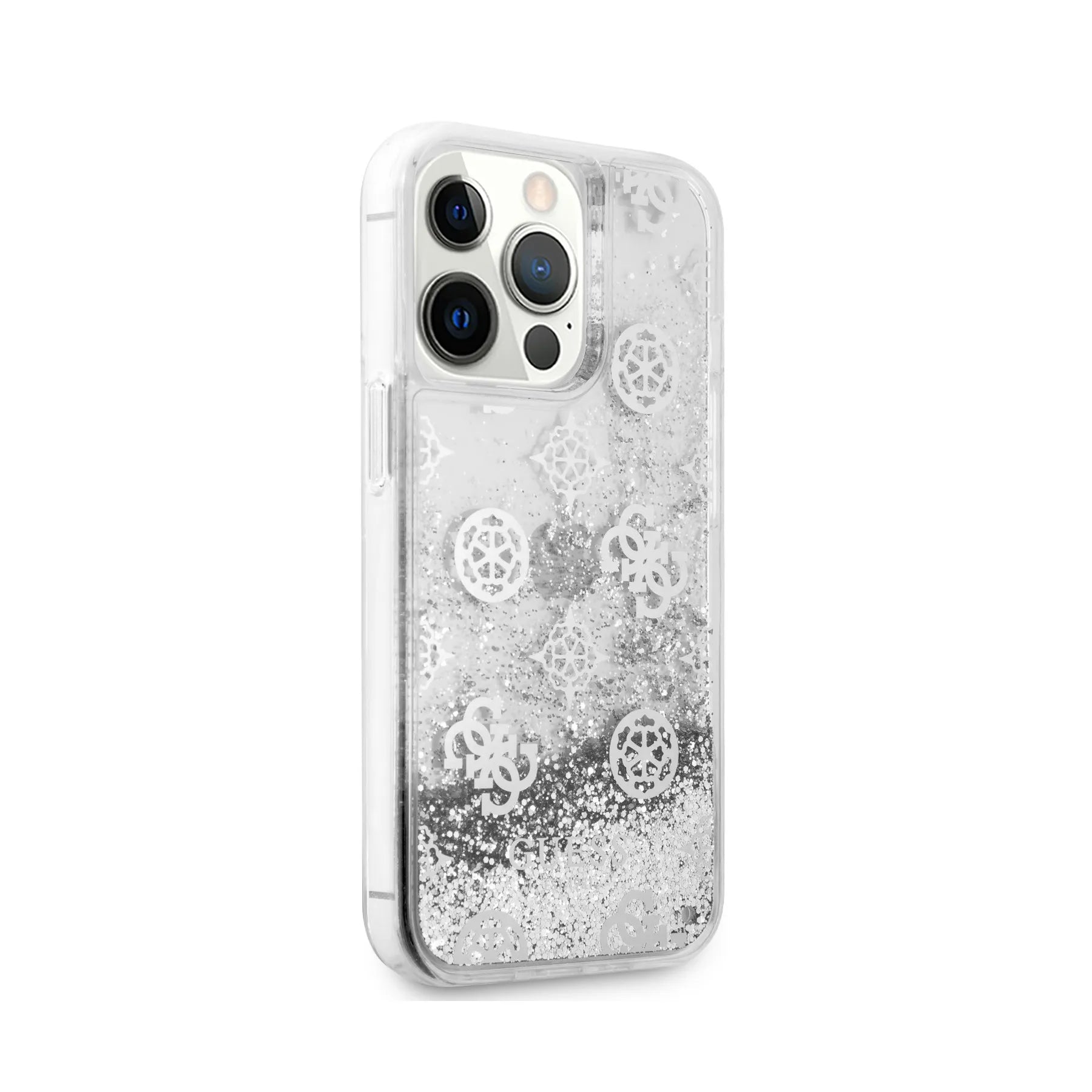 Coque iPhone 13 Pro Guess paillettes vue droite