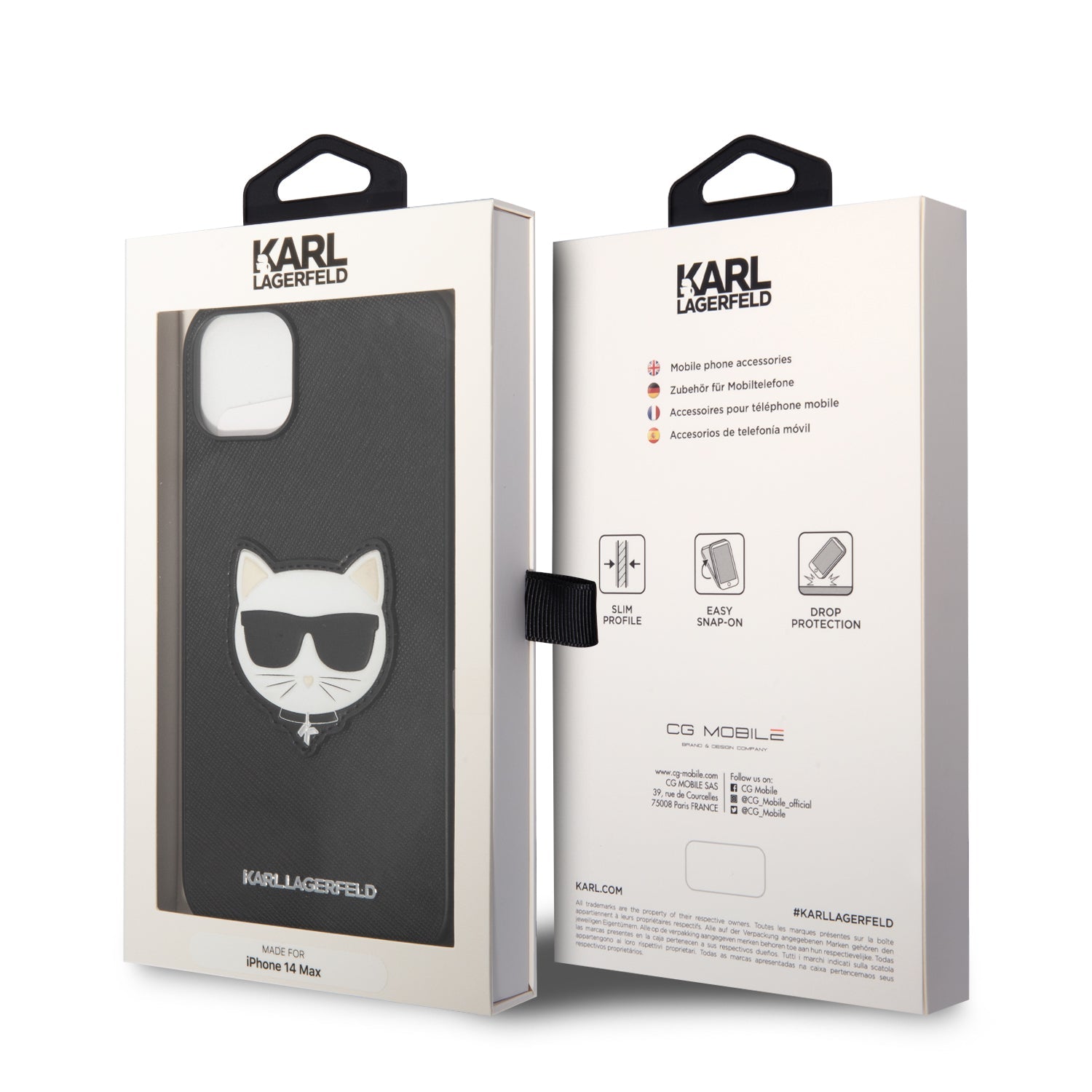 Coque iPhone 14 Plus Karl Lagerfeld tête de Choupette