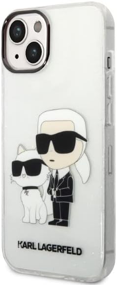 Coque iPhone 14 Plus Karl Lagerfeld Karl et Choupette inclinée