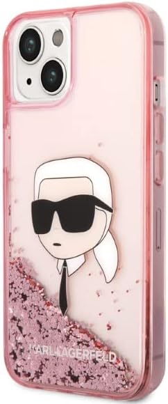 Coque iPhone 14 Plus Karl Lagerfeld Karl & paillettes inclinée