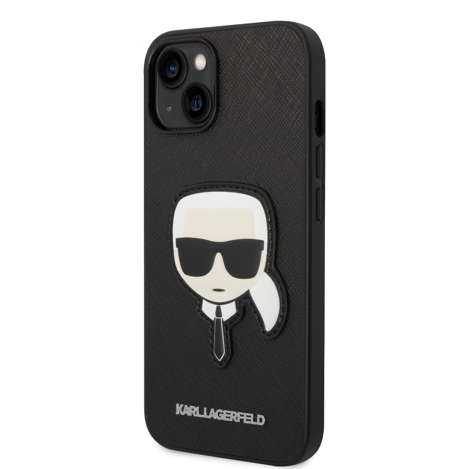 Coque iPhone 14 Plus Karl Lagerfeld tête de Karl inclinée