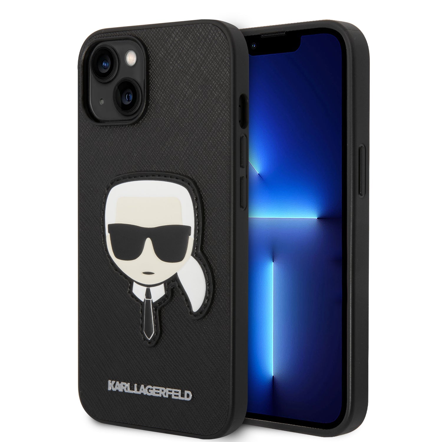 Coque iPhone 14 Plus Karl Lagerfeld tête de Karl 2 vues