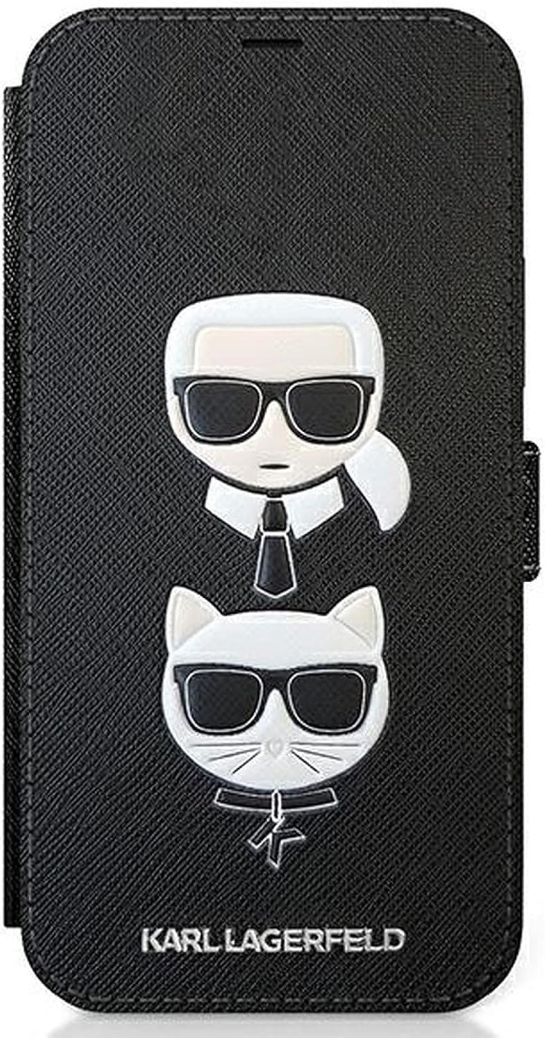 Étui Coque iPhone 12 Pro Max Karl Lagerfeld tête de Karl et Choupette
