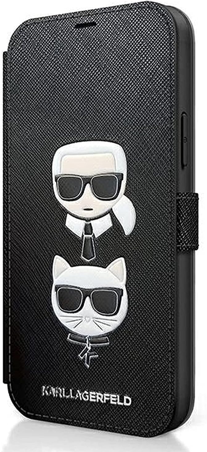 Étui Coque iPhone 12 Pro Max Karl Lagerfeld tête de Karl et Choupette