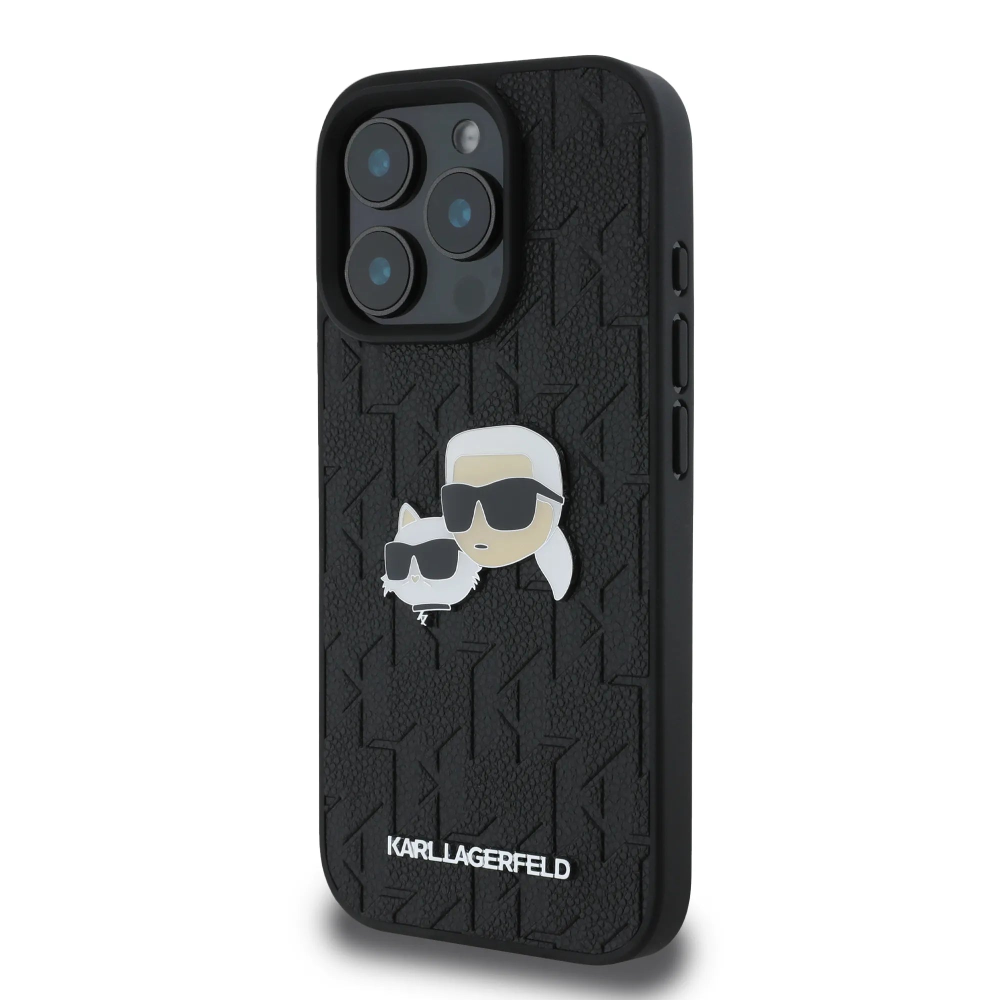 Coque iPhone 16 Pro Karl Lagerfeld Karl et Choupette tête