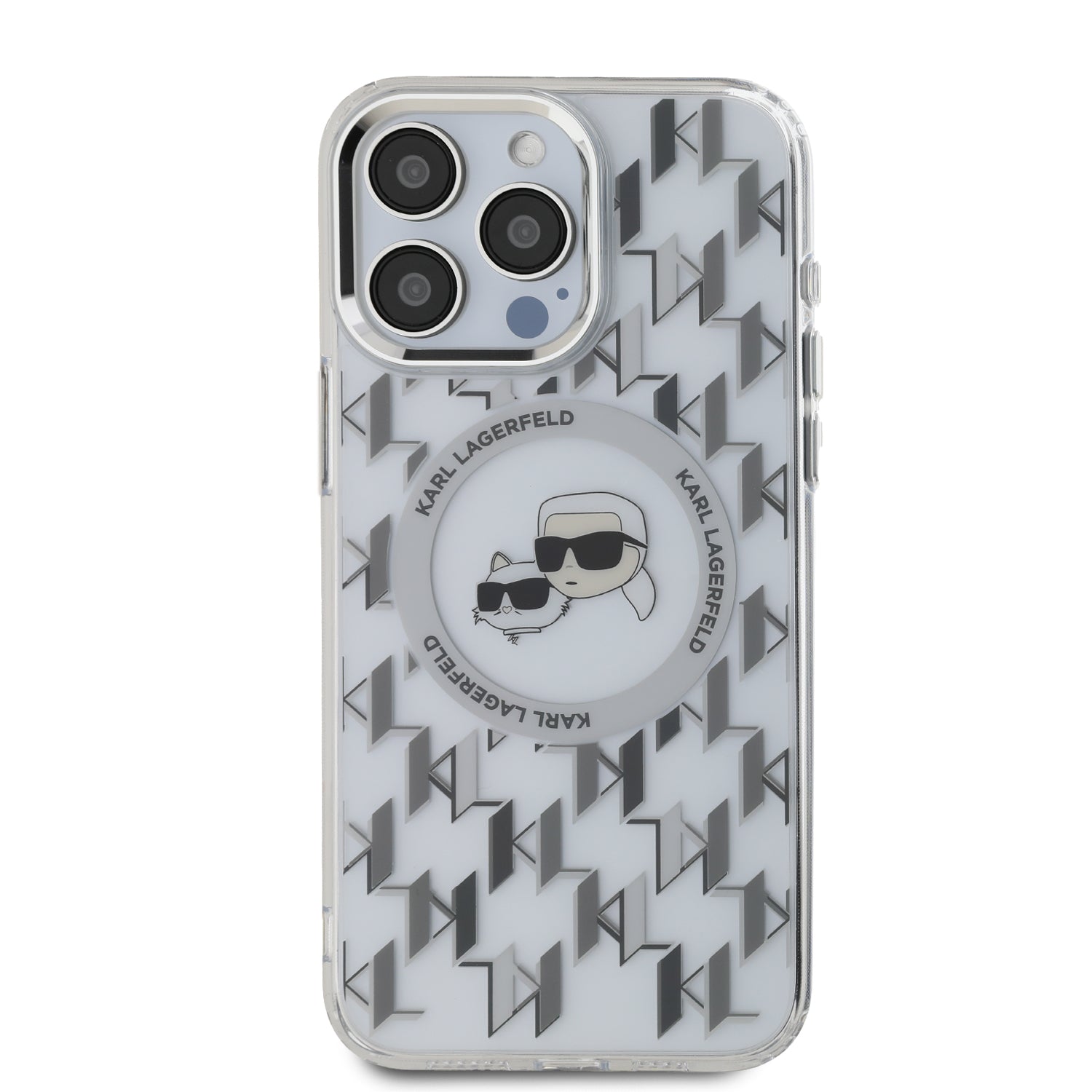 Coque iPhone 16 Pro Karl Lagerfeld Karl et Choupette tête