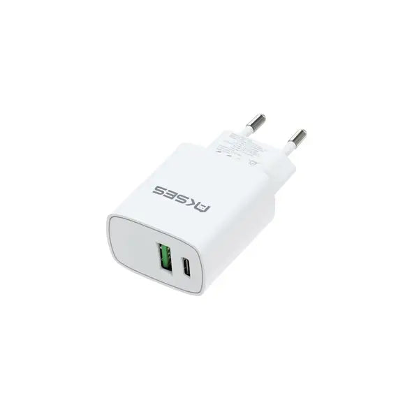 Chargeur secteur USB A USB C blanc Akses