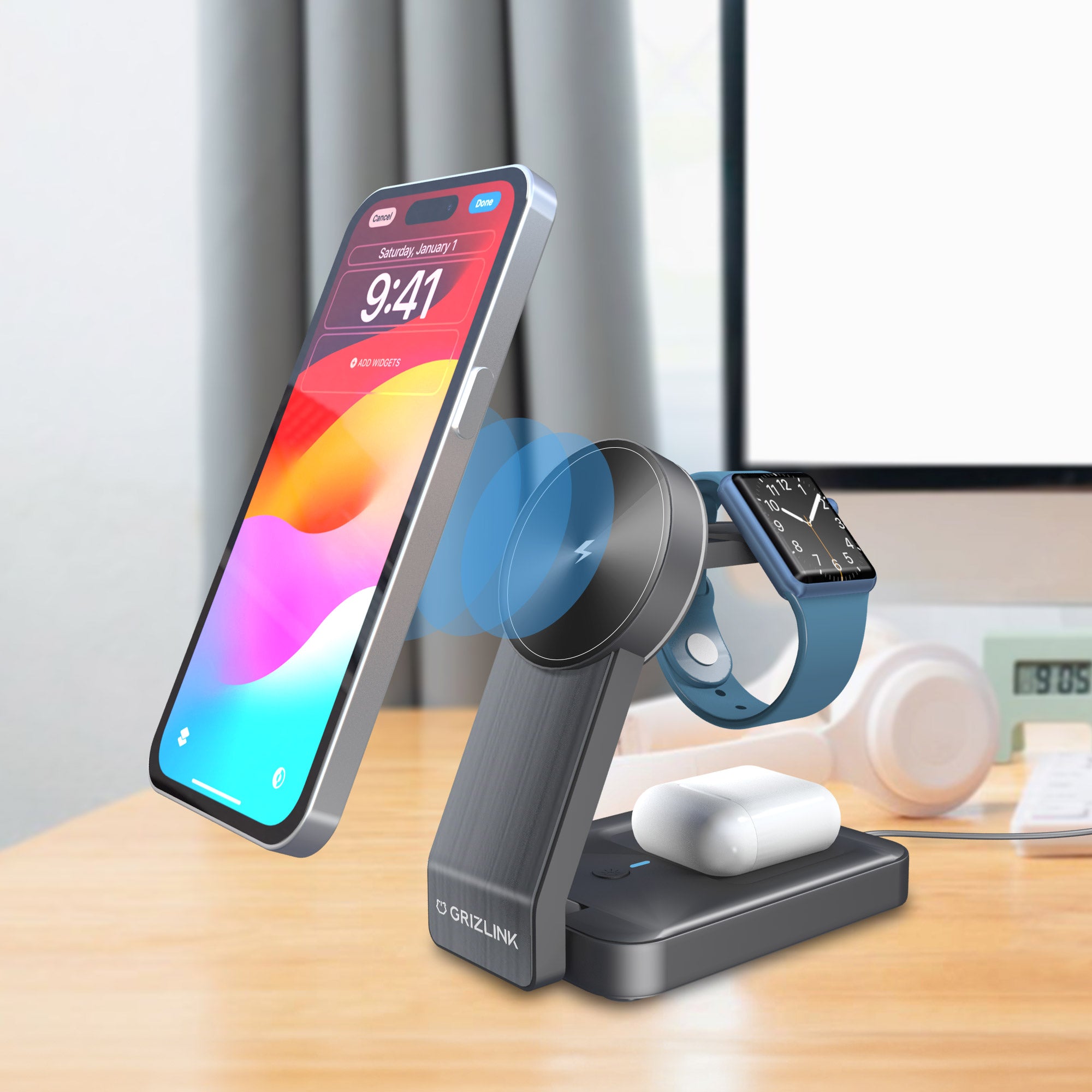 Chargeur induction 3-en-1 pliable