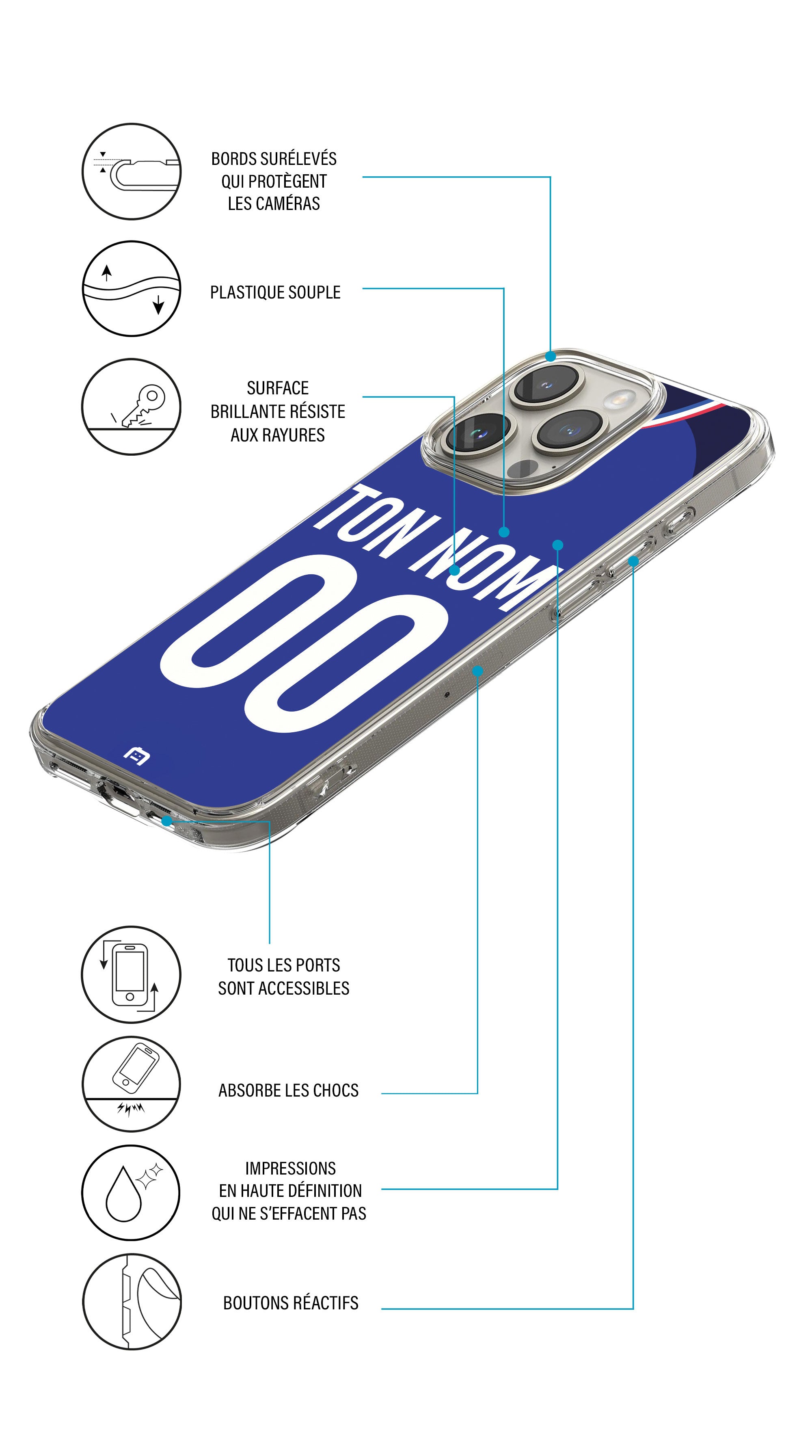 Coque foot personnalisée maillot France