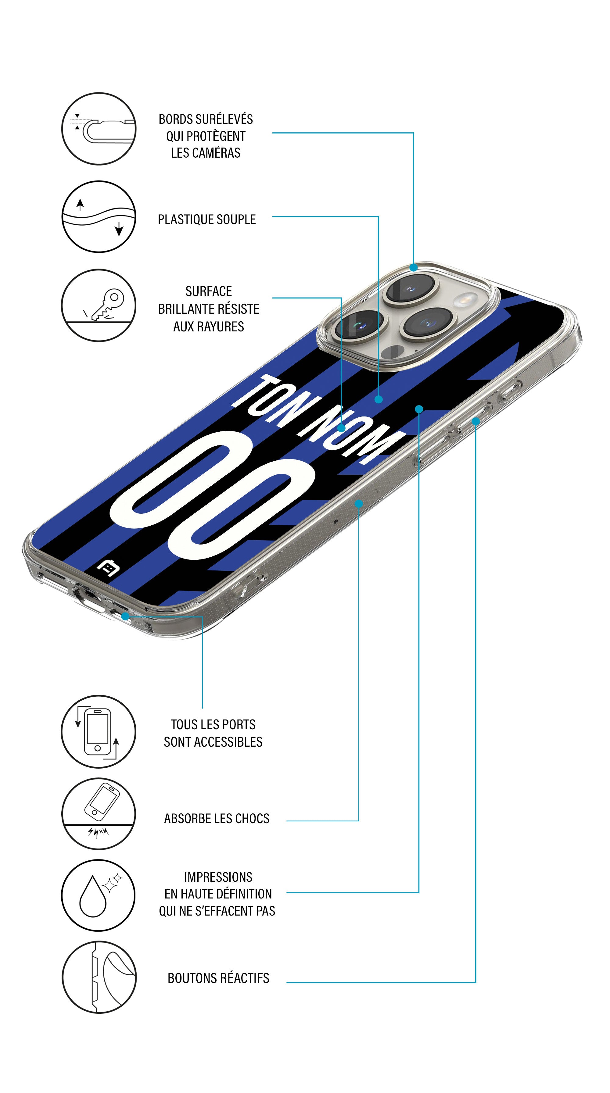 Coque foot personnalisée maillot Milan
