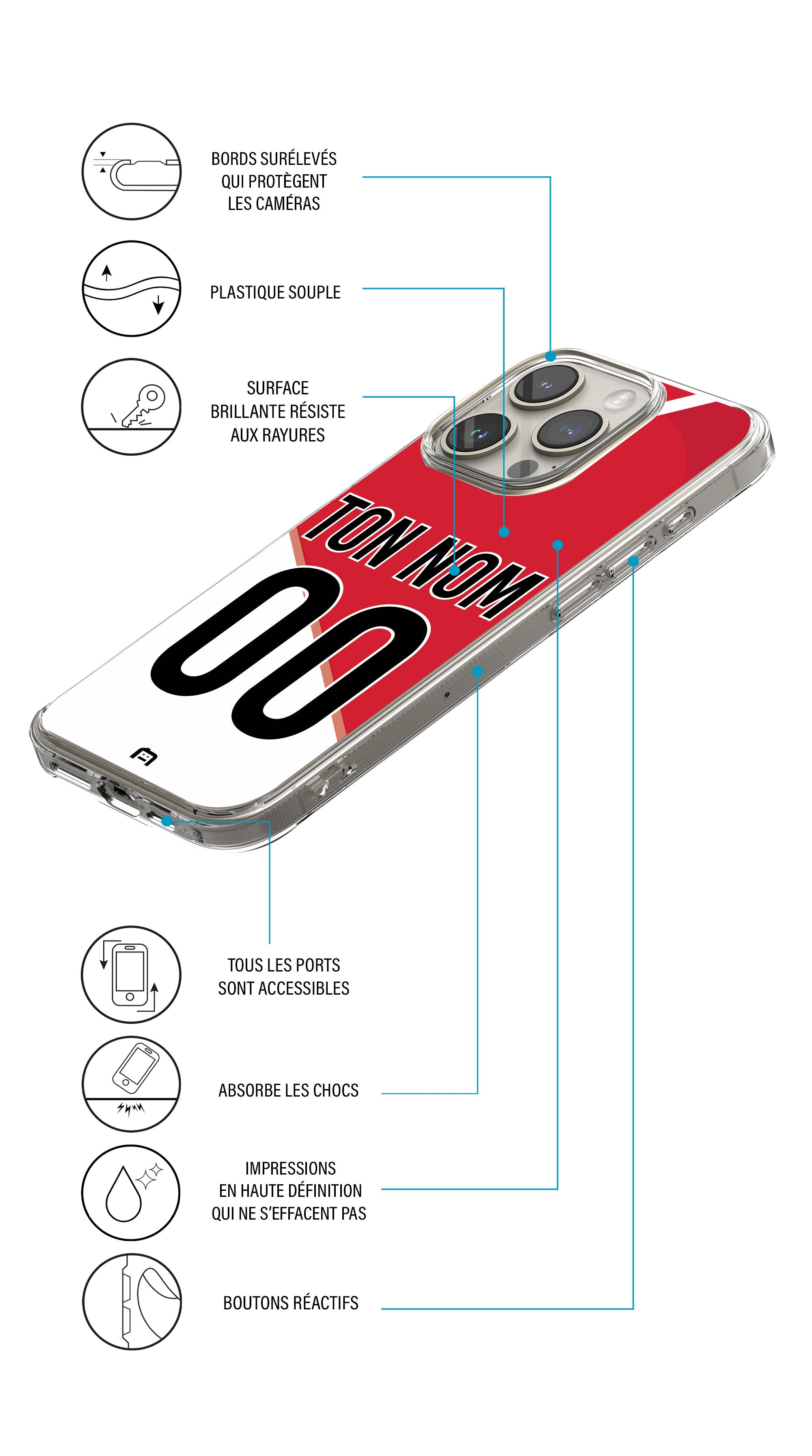 Coque foot personnalisée maillot Monaco