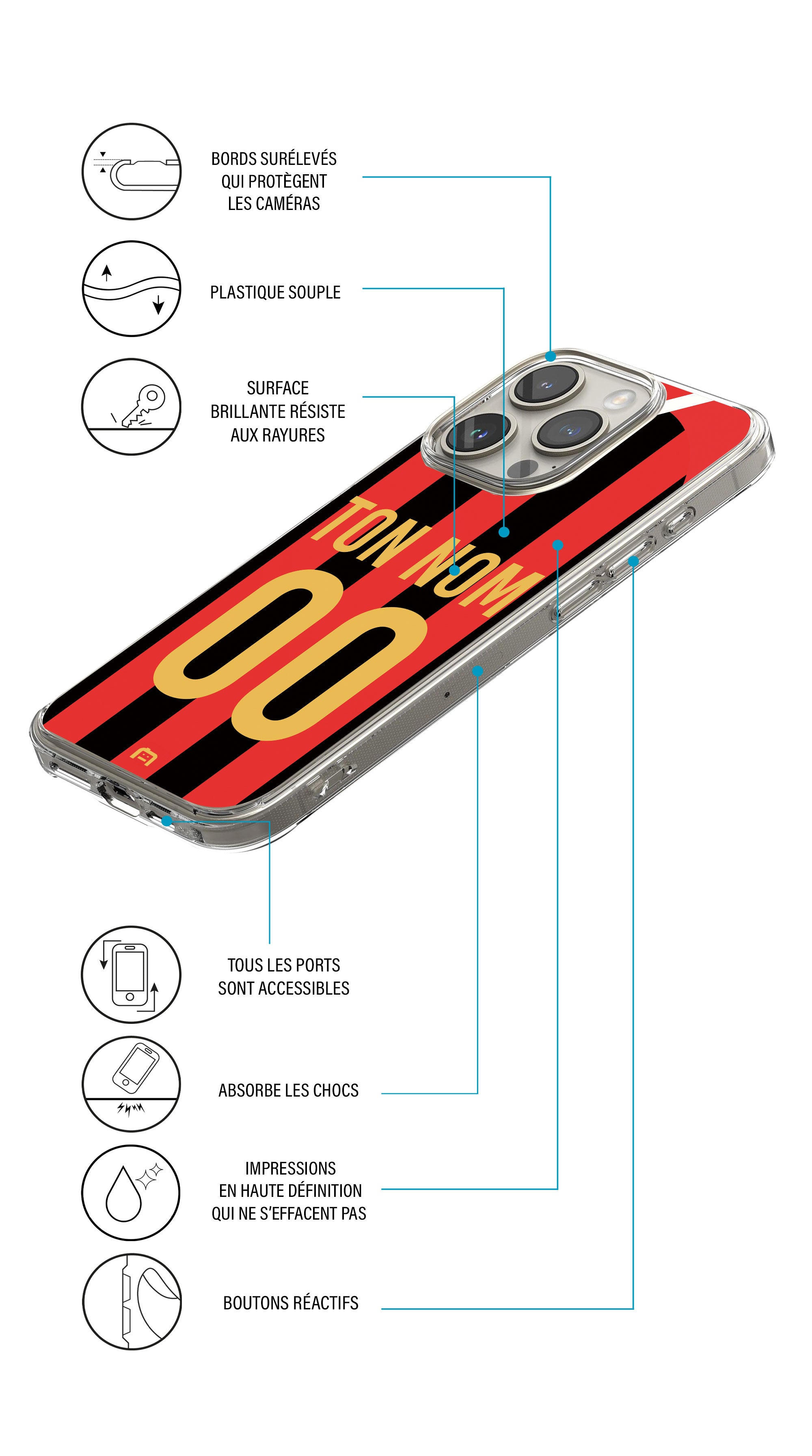 Coque foot personnalisée maillot Nice