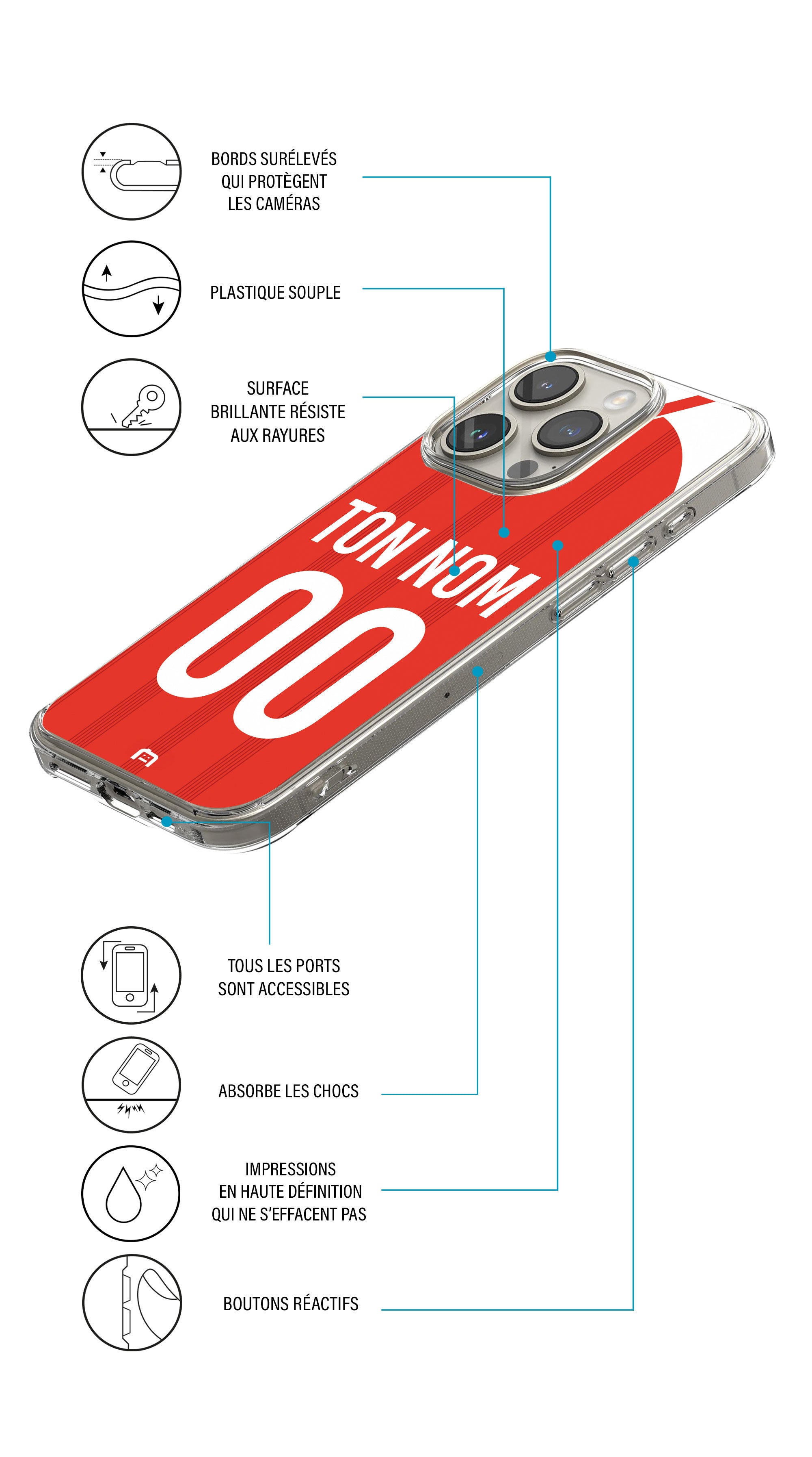 Coque foot personnalisée maillot Reims