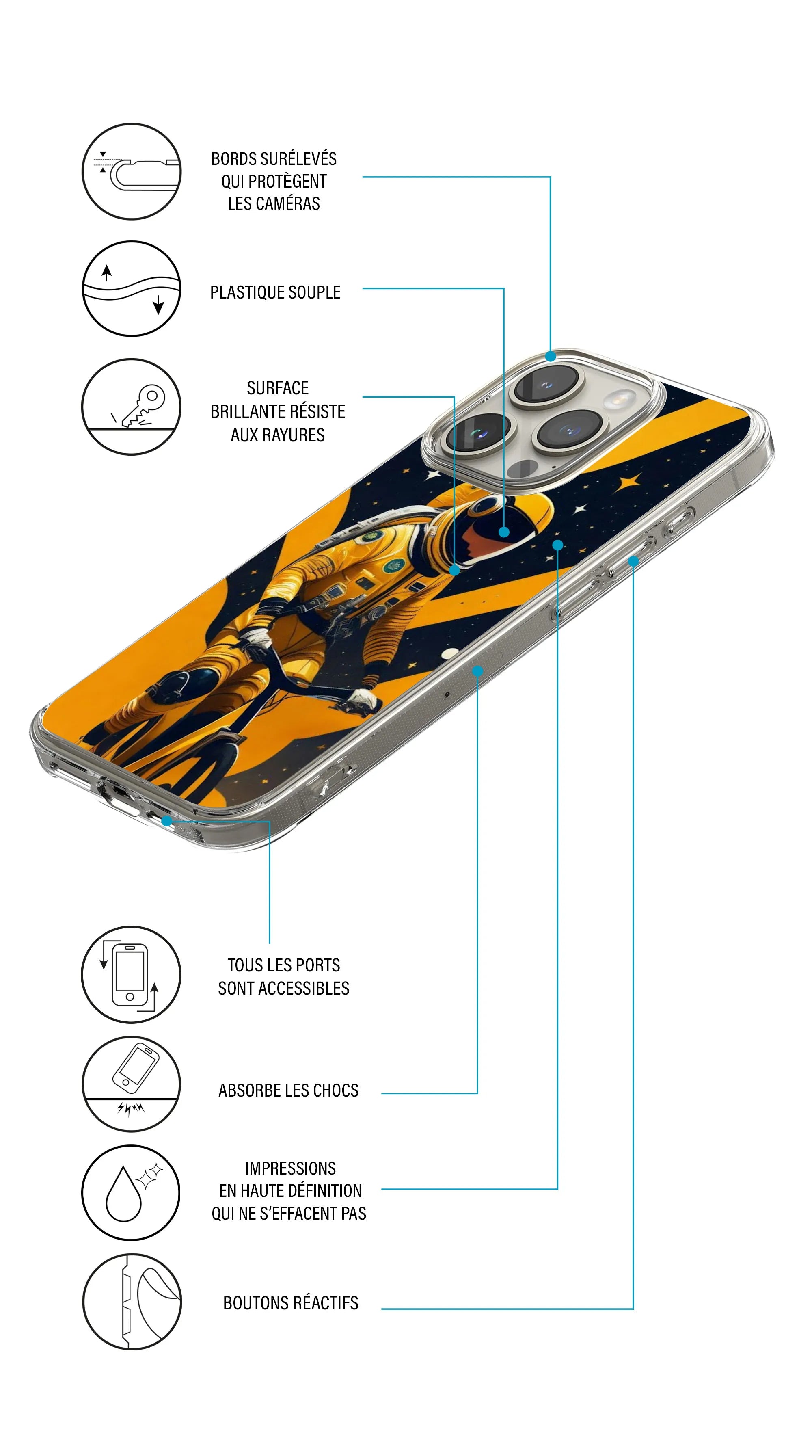 Coque motif espace astronaute vélo 1