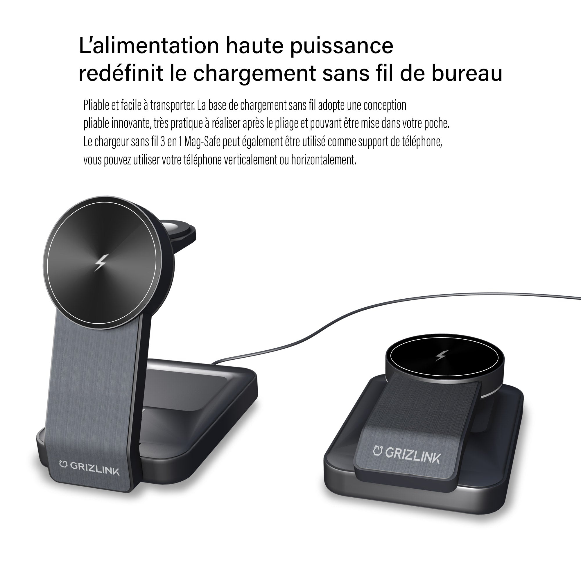 Chargeur induction 3-en-1 pliable
