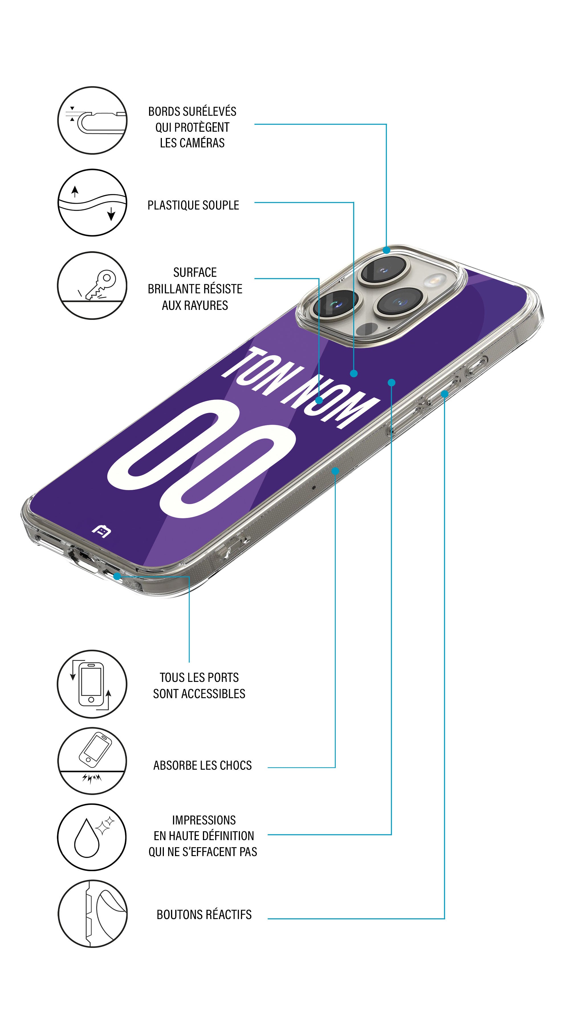 Coque foot personnalisée maillot Toulouse