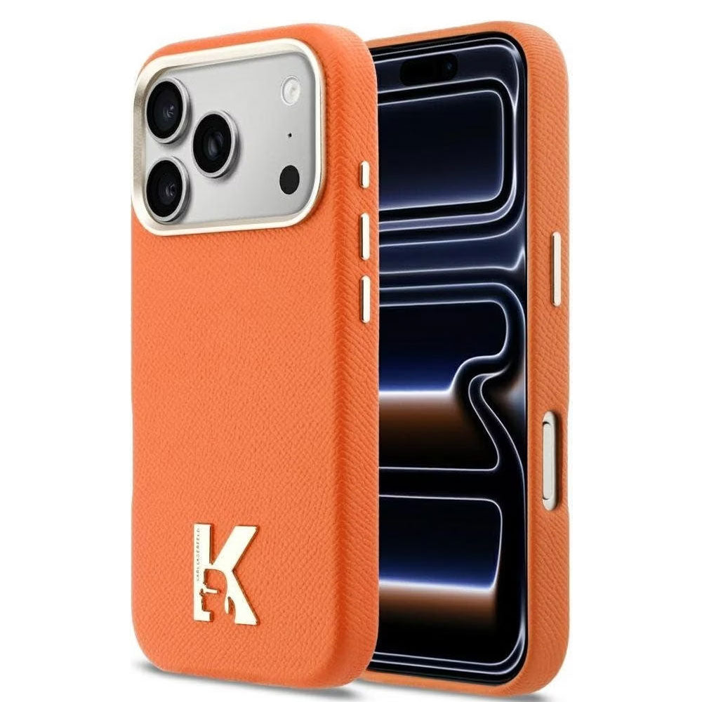 Coque iPhone 17 Pro Karl Lagerfeld Logo K Orange