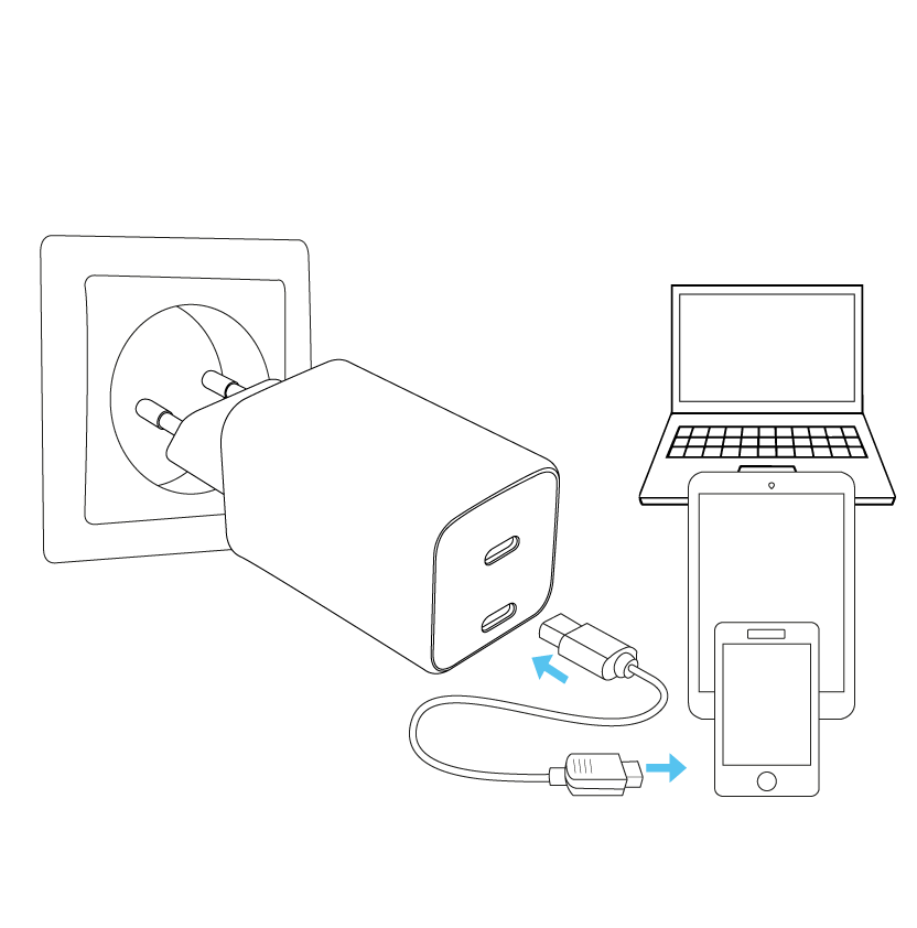 Chargeur Rapide double usb type C 65W - Akses