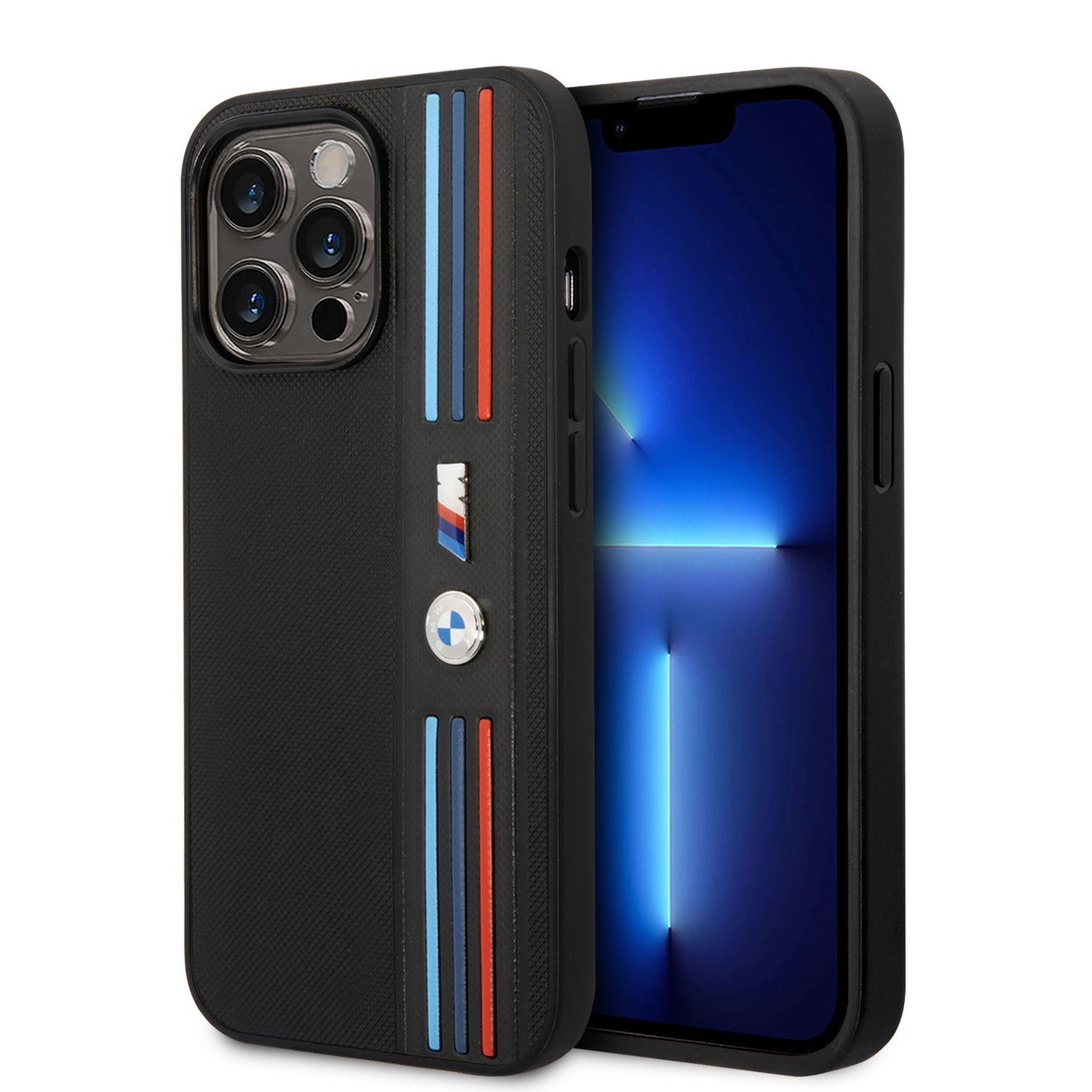 Coque iPhone 14 Pro BMW bande tricolore 2 vues