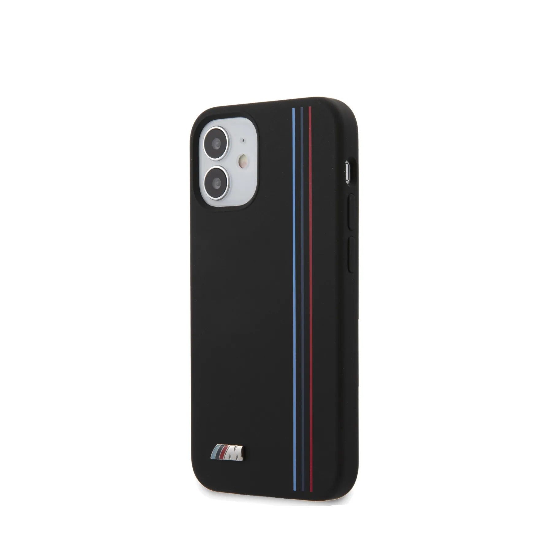 Coque iPhone 12 Mini BMW tricolore inclinée 