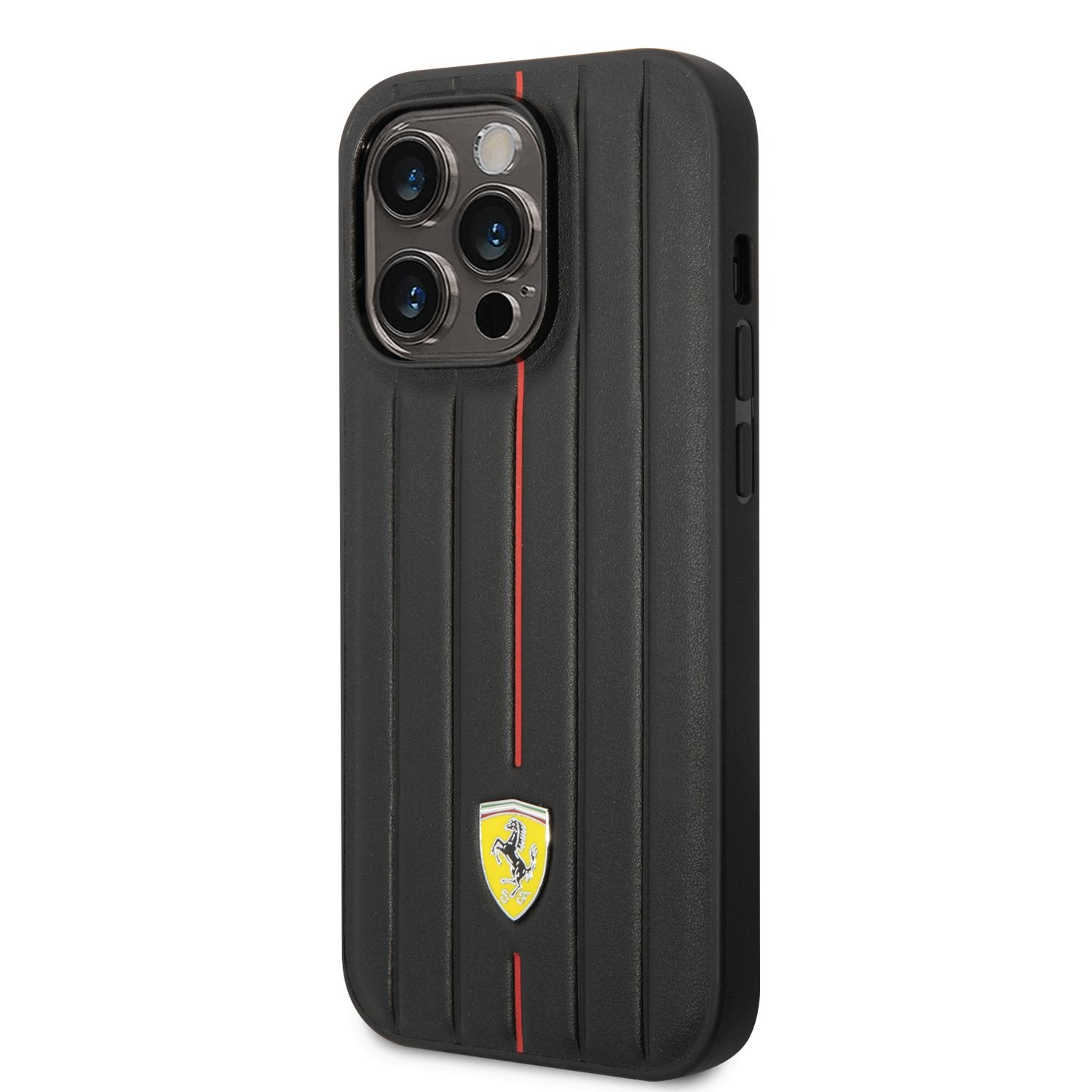 Coque iPhone 14 Pro Ferrari ligne rouge inclinée 