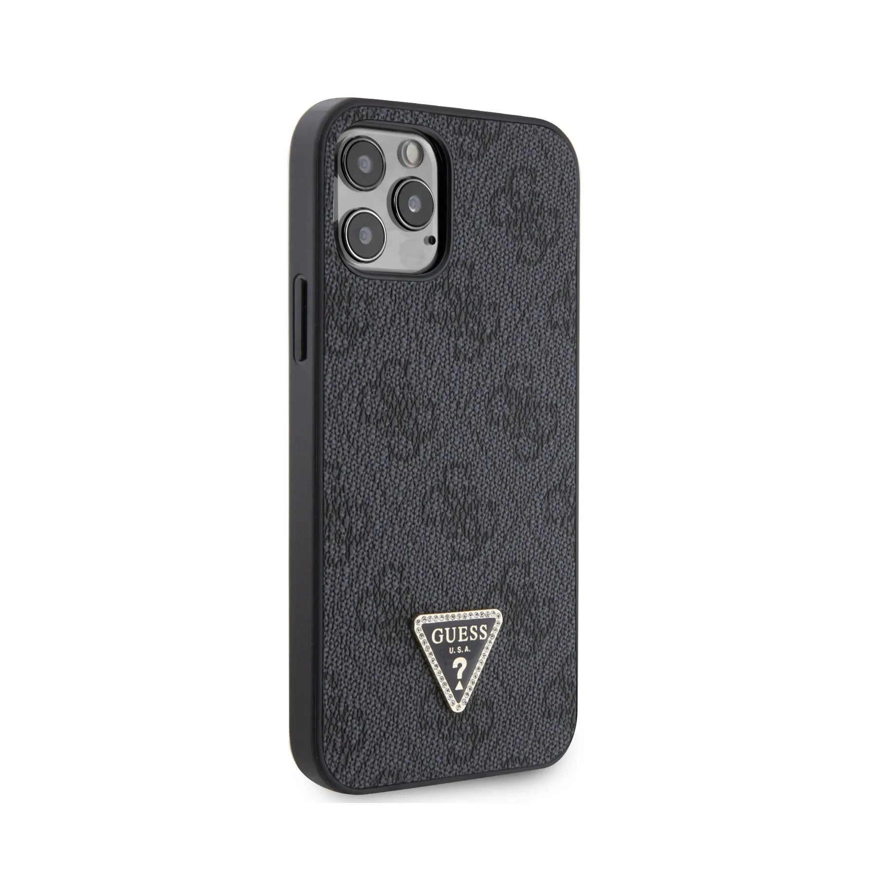 Coque iPhone 12 Pro Guess triangle vue droite