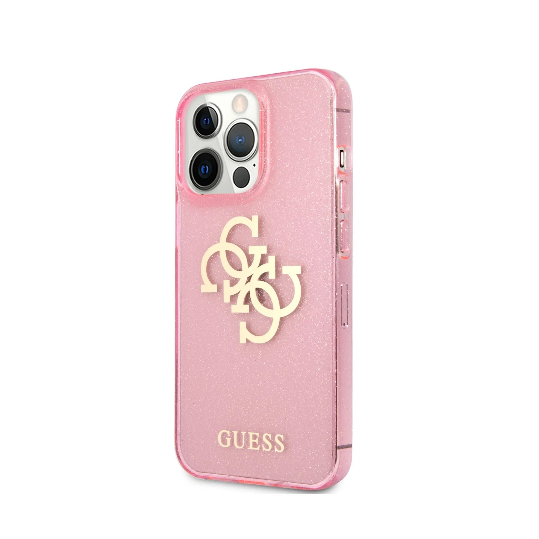 Coque iPhone 13 Pro Guess 4G paillettes inclinée 