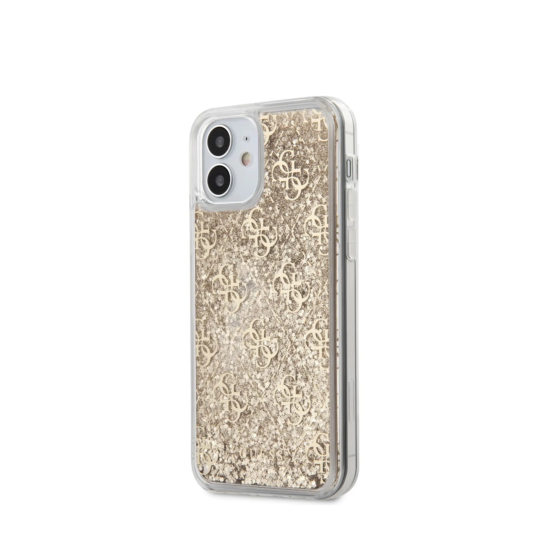 Coque iPhone 12 mini Guess paillettes inclinée 