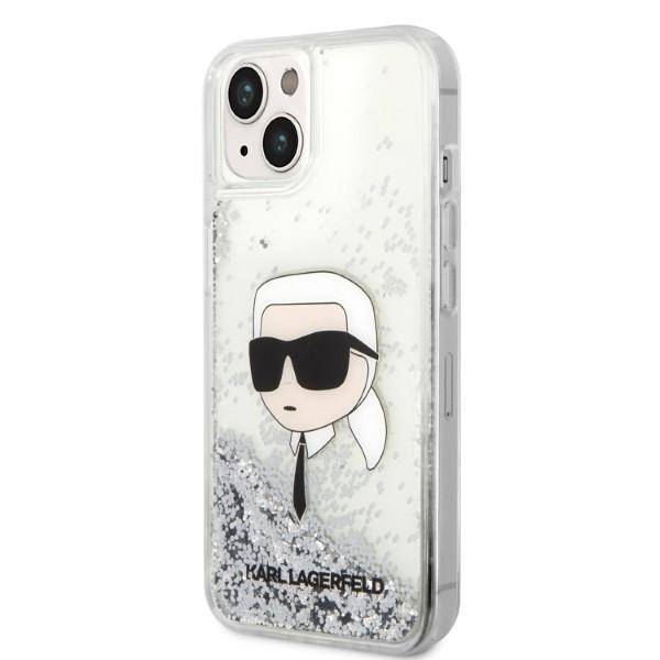 Coque iPhone 14 Plus Karl Lagerfeld Karl & paillettes inclinée 
