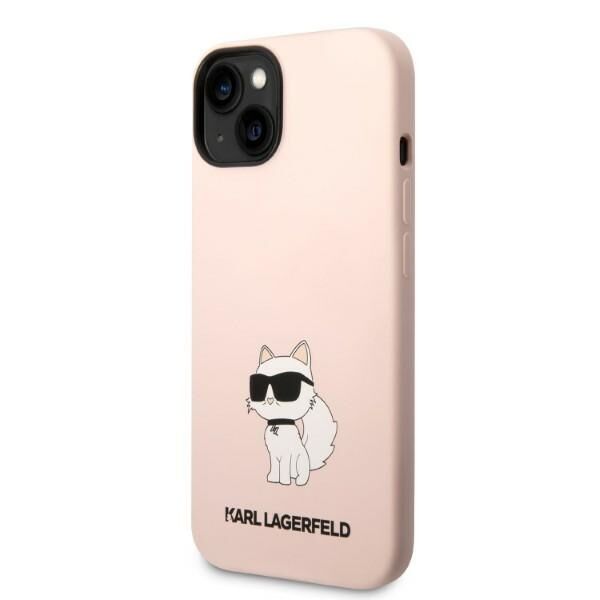 Coque iPhone 14 Plus Karl Lagerfeld Choupette inclinée 